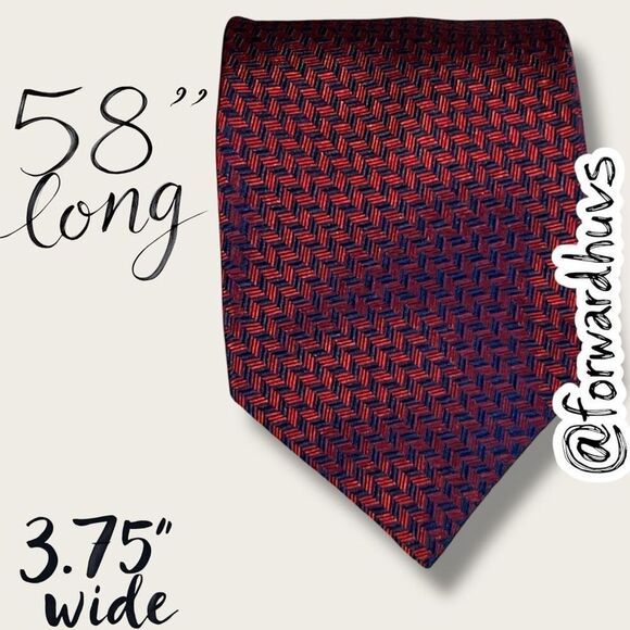 Lauren Ralph Lauren Hand-Finished Necktie – Crimson & Navy - Picture 3 of 8